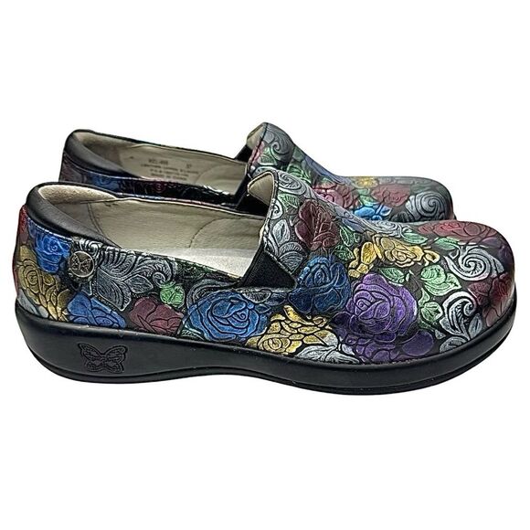 Alegria Multicolored Embossed ROSES Leather Comfort Shoes Size EU 37 US 7-7.5 - Picture 6 of 10